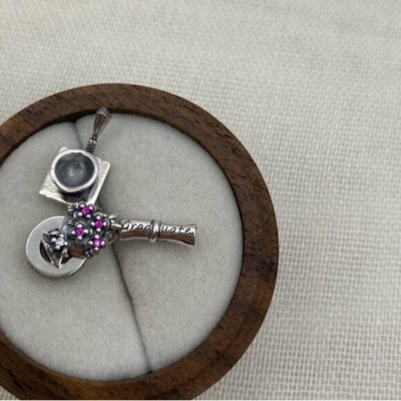 925 Silver Graduation Charm - Picture 2 of 5